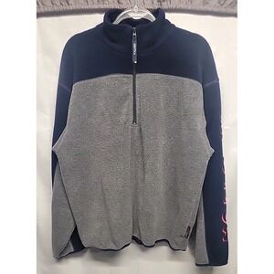 Vintage Nautica 90's Grey/Navy  1/4 Zip Mens Medium Logo Y2K Fleece Pullover EUC